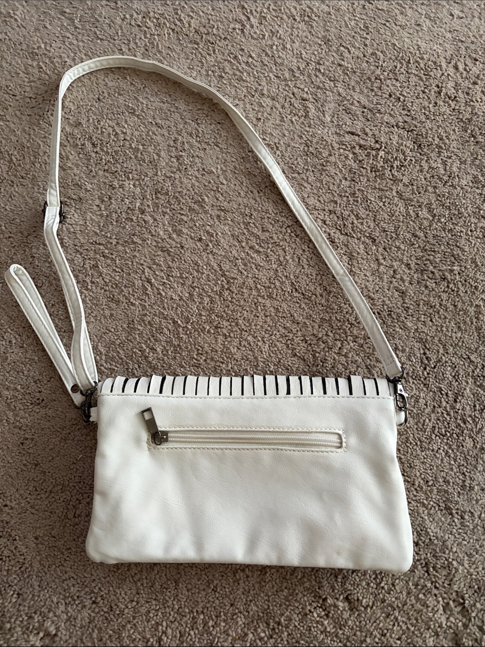 Mellow works White Crossbody Bag with Multicolor Woven Accent - Picture 6 of 6